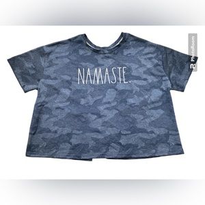 RAE DUNN NAMASTE Crop top- Navy Camo